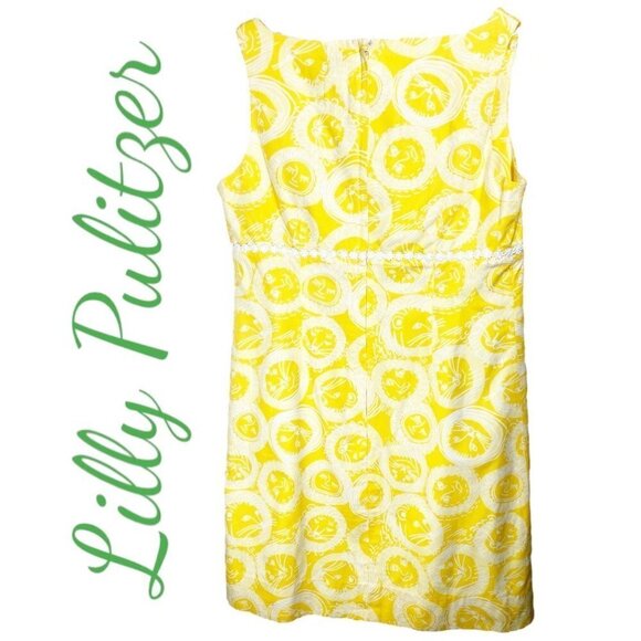 LILLY PULITZER Vintage 100% Cotton Macfarlane Cat Sun Print Sleeveless Sheath, 6 - Picture 2 of 10